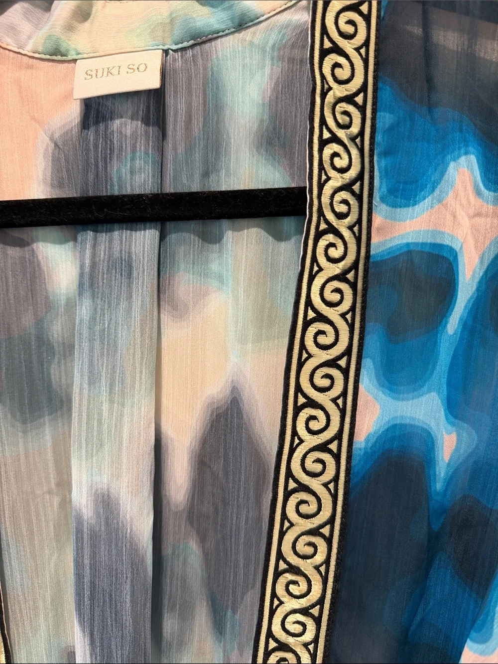 Tie-Dye Kimono Wrap in Teal, Navy & Blush